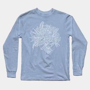 White Lineart Bouquet Long Sleeve T-Shirt